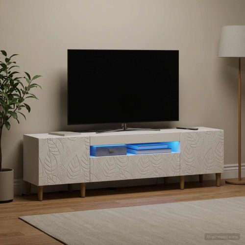 LED телевизионен кабинет DELFT 153 x 35 x 43 см Бяло