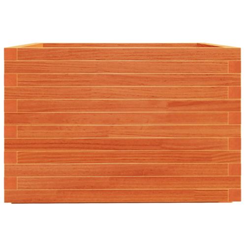 Градинска кашпа, восъчнокафяв, 70x70x49,5 см борово дърво масив