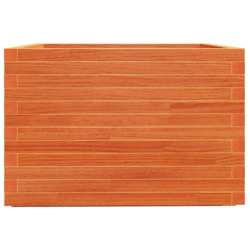 Градинска кашпа, восъчнокафяв, 70x70x49,5 см борово дърво масив