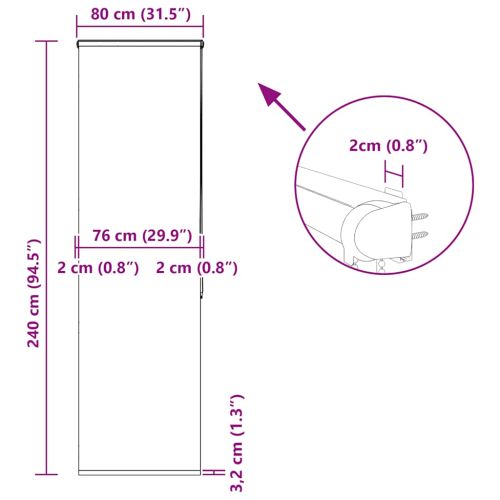 Ролетна щора за душ с касета 80x240 см Ширина на плата 76 см