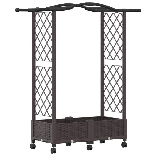 Повдигнато легло с решетка и покривка Кафяво 124 x 40 x 129 см