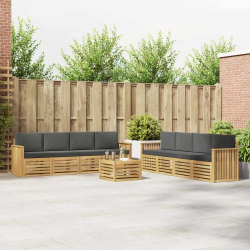 Комплект дивани за открито 9 бр. Бяло и антрацит Полиестер