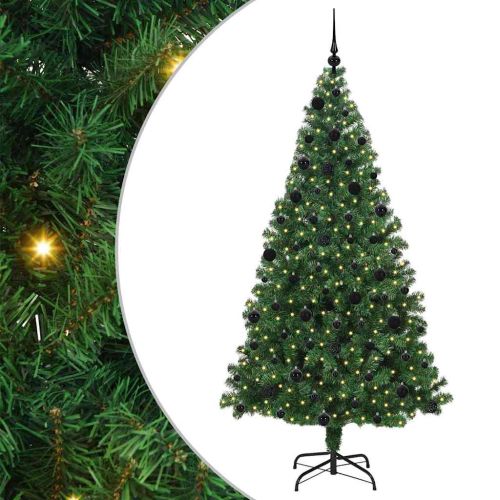 С изкуствено коледно дърво с 300 LED светодиода Зелен 210 cm