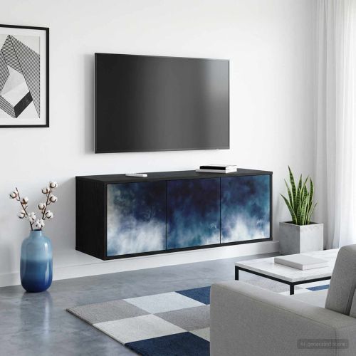 Стенен телевизионен шкаф RAALTE 102 x 33 x 40 см Черен дъб