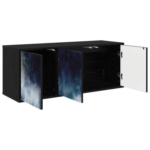 Стенен телевизионен шкаф RAALTE 102 x 33 x 40 см Черен дъб