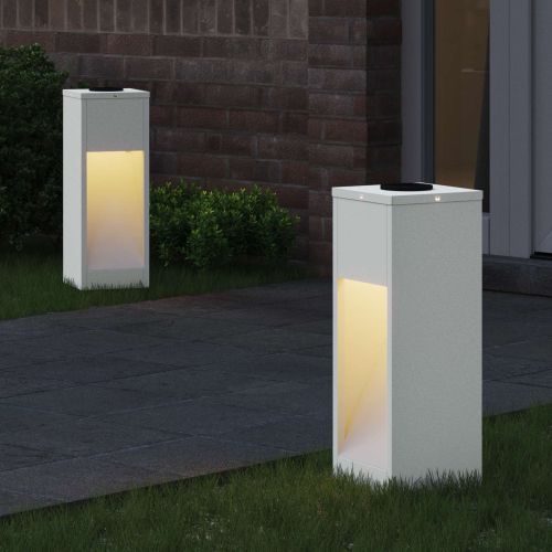 Слънчев LED светлинен указател 2 бр. Топло бяло 18 x 18 x 50 см