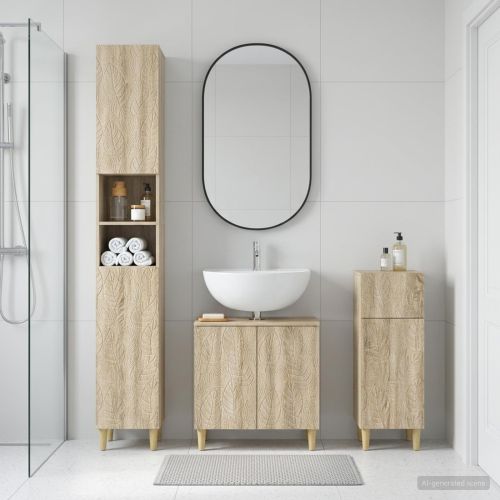 3 частен комплект за баня DELFT Дъб сонома Инженерна дървесина