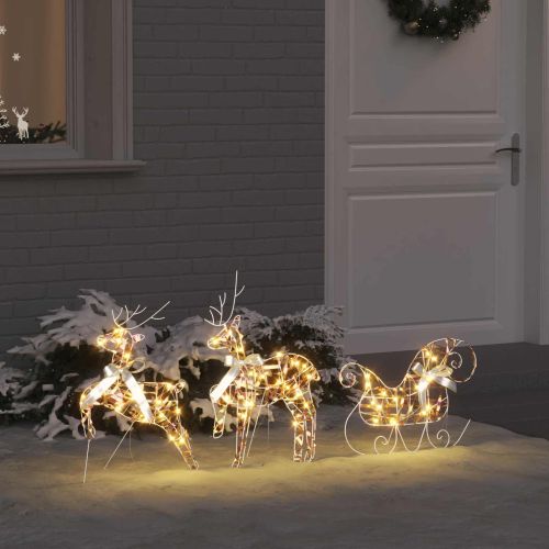 LED елени 3 бр. Топло бяло 44 x 18 x 65,5 см PET