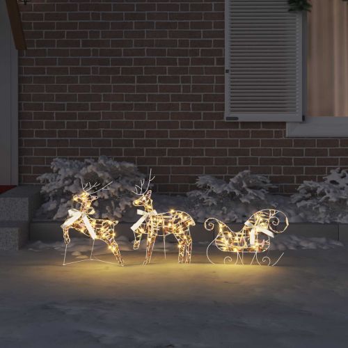 LED елени 3 бр. Топло бяло 44 x 18 x 65,5 см PET