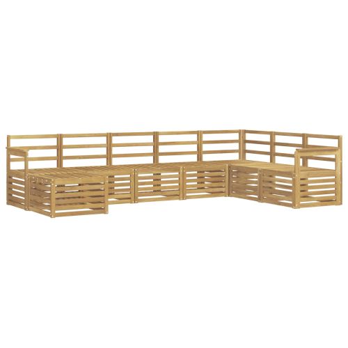 Комплект дивани за открито 8 бр. Бяло Солидно акациево дърво