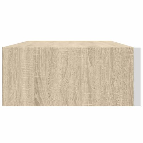 Стенни рафтове с чекмеджета 2 бр дъб и бял 40x23,5x10 см МДФ