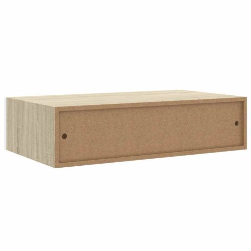 Стенни рафтове с чекмеджета 2 бр дъб и бял 40x23,5x10 см МДФ