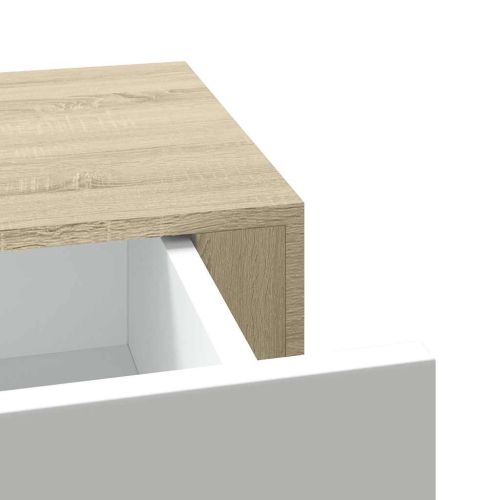 Стенни рафтове с чекмеджета 2 бр дъб и бял 40x23,5x10 см МДФ