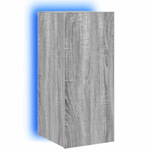 Стенен ТВ шкаф с LED осветление, сив сонома, 30,5x35x70 см