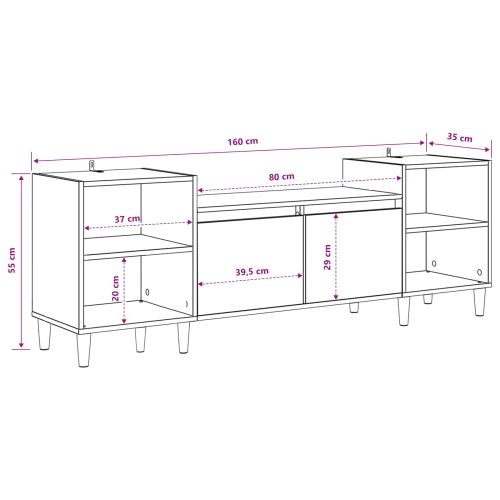 ТВ шкаф 160 x 35 x 55 см Черния дъб Инженерна дървесина