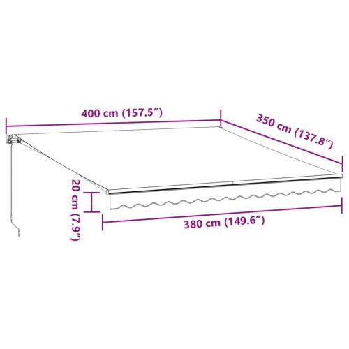 Прибираща се тента Антрацит и бяло 400 × 350 cm