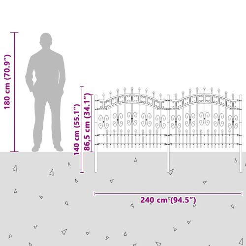 Градска ограда KAMPEN 240 x 140 cm Прахово покритие стомана