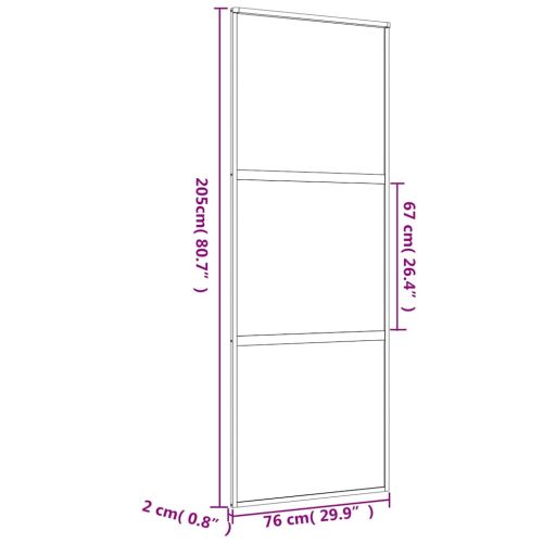 Плъзгаща се врата 76x205 см матирано ESG стъкло и алуминий