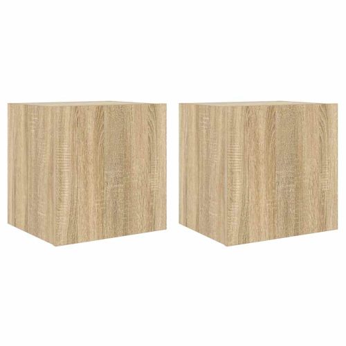 Стенни ТВ шкафове с LED лампи, 2 бр, сонома дъб, 40,5x35x40 см