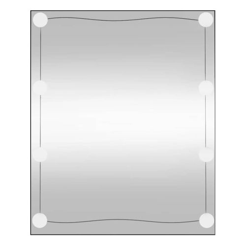 Стенно огледало с LED лампи 50x60 см стъкло правоъгълно