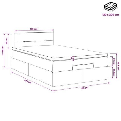 Огледално легло с матрак с таблото Розово 120 x 200 cm Кадифе
