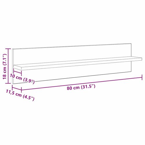 Стени за рафтове 4 бр. Черния дъб 80 x 11,5 x 18 см