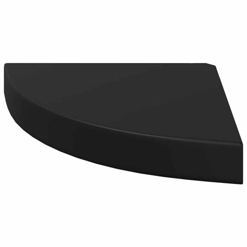 Окачен ъглов рафт, черен гланц, 25x25x3,8 см, МДФ