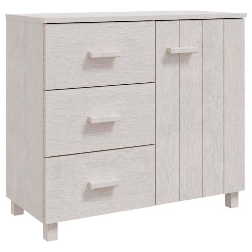 Сайдборд HAMAR бял 90x40x80 см борово дърво масив