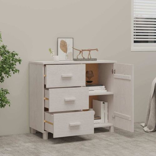 Сайдборд HAMAR бял 90x40x80 см борово дърво масив