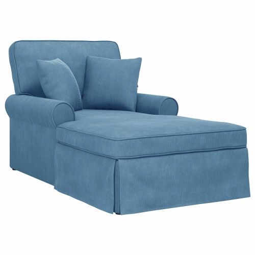 Шезлонг с пола 3 бр. Синьо Кордюрова тъкан 91 x 157 x 91 см