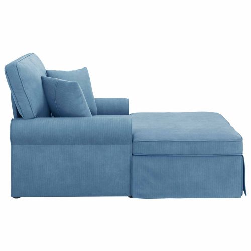 Шезлонг с пола 3 бр. Синьо Кордюрова тъкан 91 x 157 x 91 см