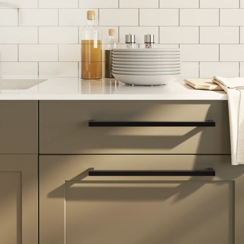 Дръжки за шкафове, 10 бр, черни, 320 мм, неръждаема стомана