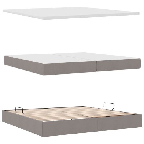 Легло с място за съхранение и матрак Таупе 200 x 200 cm Кадифе