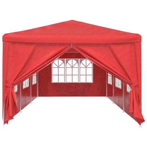 Парти шатър 900 x 300 x 255 см Червено Полиетилен и стомана