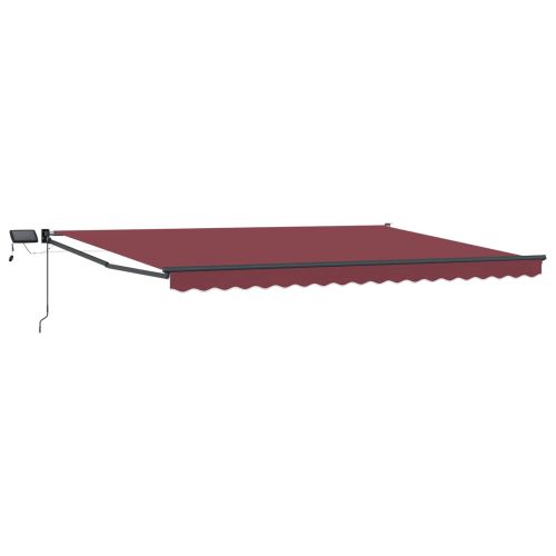 Ръчен изтеглящ сенник с LED светлини Бордо и Антрацит 4 × 3 m