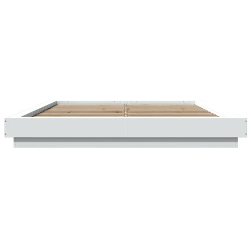 Рамка за легло с LED осветление бяла 160x200 см инженерно дърво