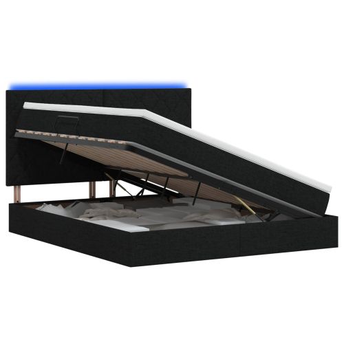 LED легло за съхранение с матрак Черно 140 x 190 cm Текстил