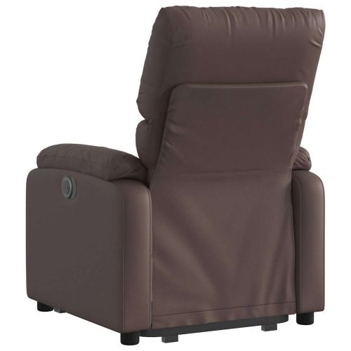 Изправящ реклайнер стол, кафяв, изкуствена кожа
