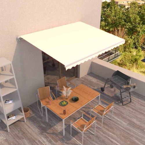 Прибираща се тента Кремаво 450 × 350 cm Полиестер и алуминий