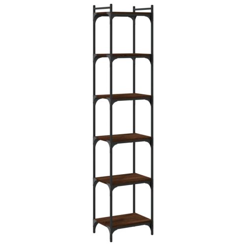Библиотека 6 рафта кафяв дъб 40x30x188 см инженерно дърво