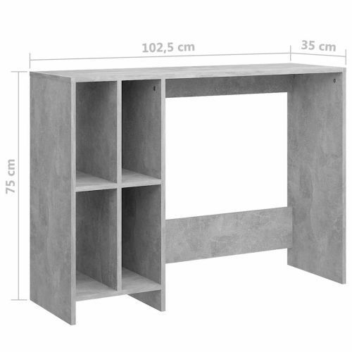 Бюро за лаптоп, бетонно сиво, 102,5x35x75 см, инженерно дърво