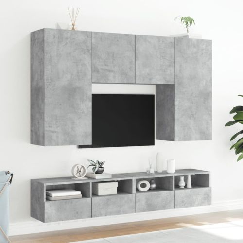Стенни ТВ шкафове 2 бр бетонно сиви 80x30x30 см инженерно дърво
