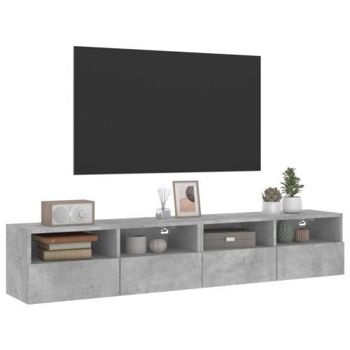 Стенни ТВ шкафове 2 бр бетонно сиви 80x30x30 см инженерно дърво