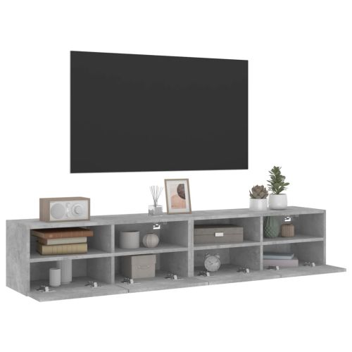 Стенни ТВ шкафове 2 бр бетонно сиви 80x30x30 см инженерно дърво