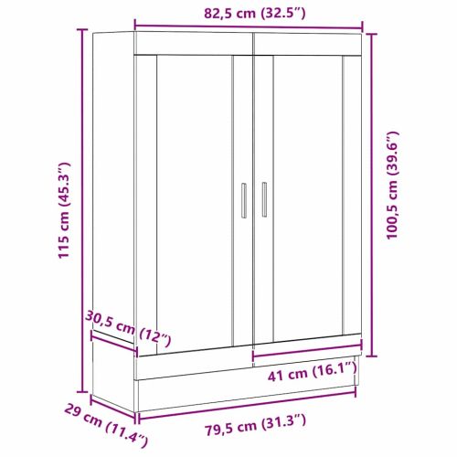 Шкаф за книги 3 нива 82,5 x 30,5 x 115 см Инженерна дървесина