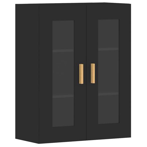 Стенни шкафове, 2 бр, черни, инженерно дърво