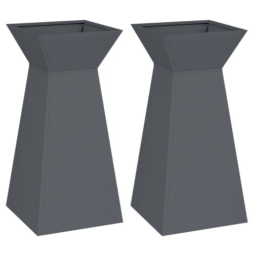 Саксия с колона 2 бр. Антрацит 35 x 35 x 73 см