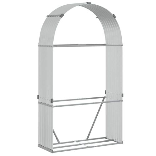 Поставка за дърва, сребрист, 120x45x210 см, поцинкована стомана