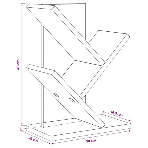 Дървена библиотека 3-тирe 30 x 18 x 40 см Инженерна дървесина