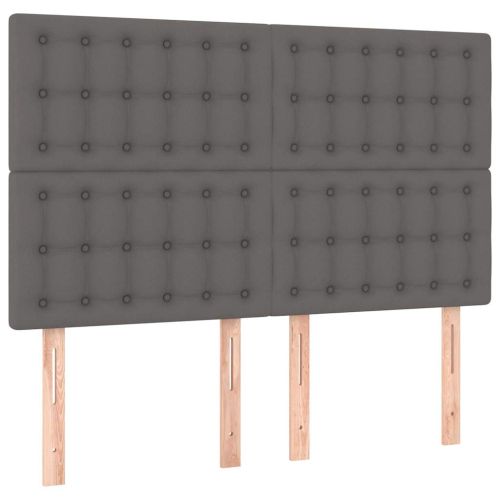 LED горна табла за легло,сива,144x5x118/128 см, изкуствена кожа